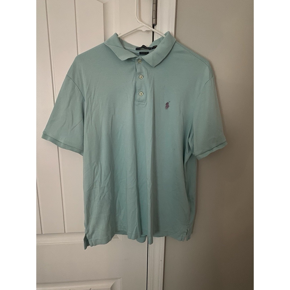 Polo Ralph Lauren Men's Classic Fit Polo Shirt Size L‎ Aqua Blue Green Pony Logo